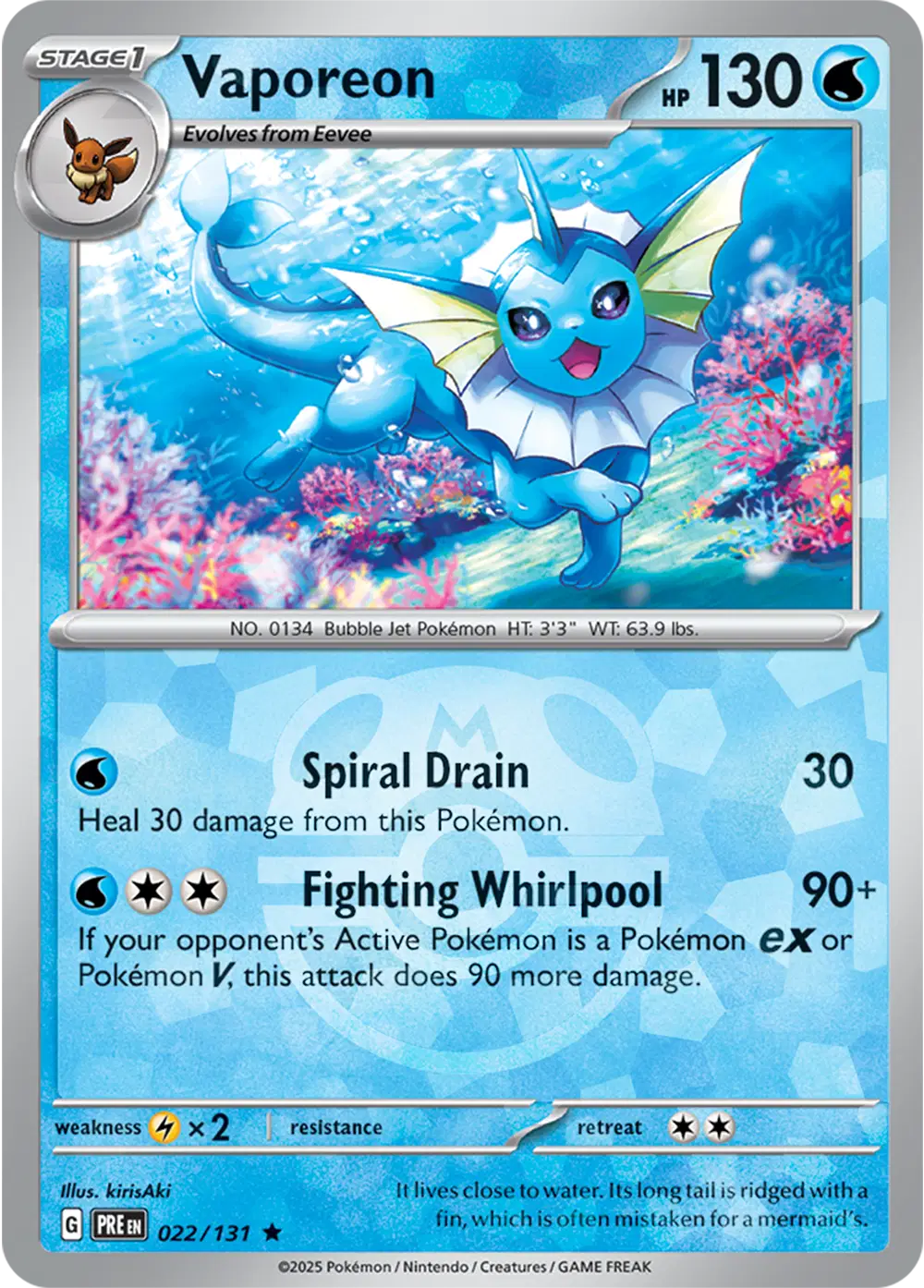 Vaporeon (Master Ball Pattern) 022/131 - Rare