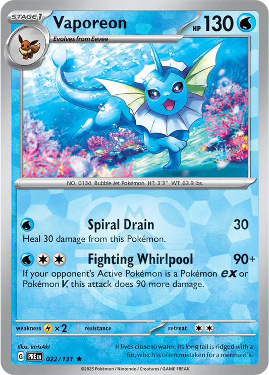 Vaporeon (Master Ball Pattern) 022/131 - Rare